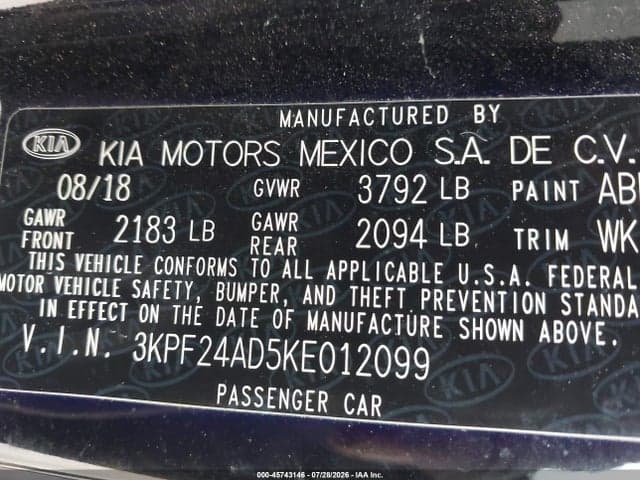 2019 KIA FORTE LXS 9