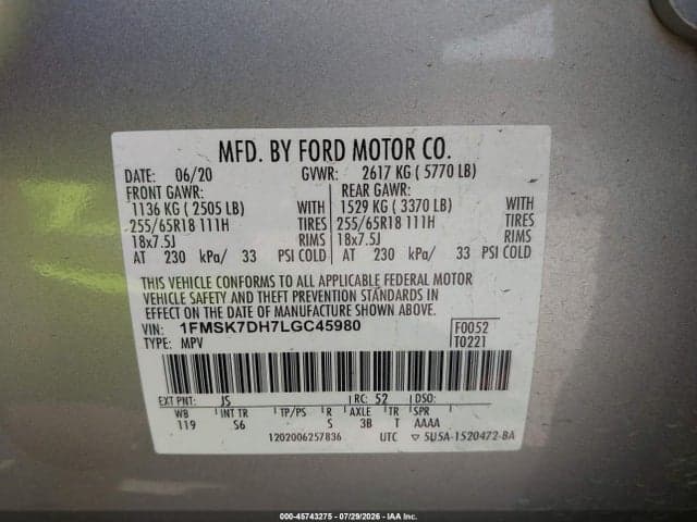 2020 FORD EXPLORER XLT 9