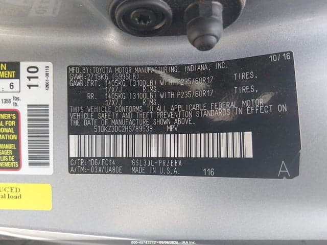2017 TOYOTA SIENNA LE 8 PASSENGER 9