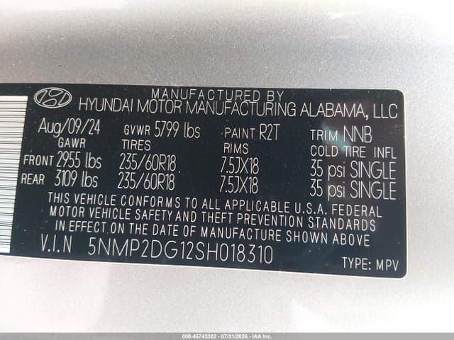 2025 HYUNDAI SANTA FE HYBRID SEL 9