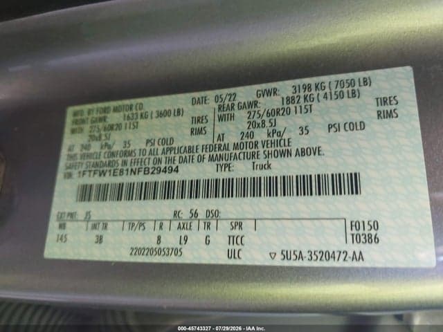 2022 FORD F-150 PLATINUM 9