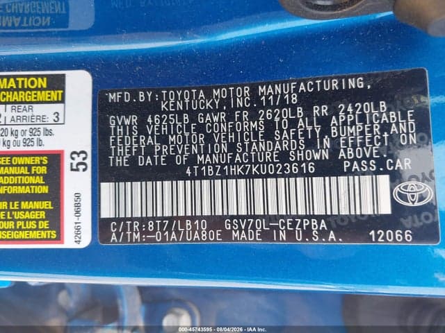 2019 TOYOTA CAMRY XSE V6 9