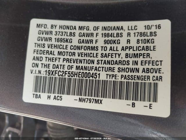 2017 HONDA CIVIC LX 9