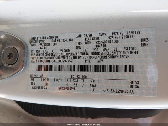 2020 FORD ESCAPE SEL 9
