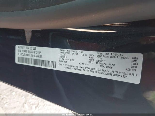 2025 CHRYSLER PACIFICA SELECT 9