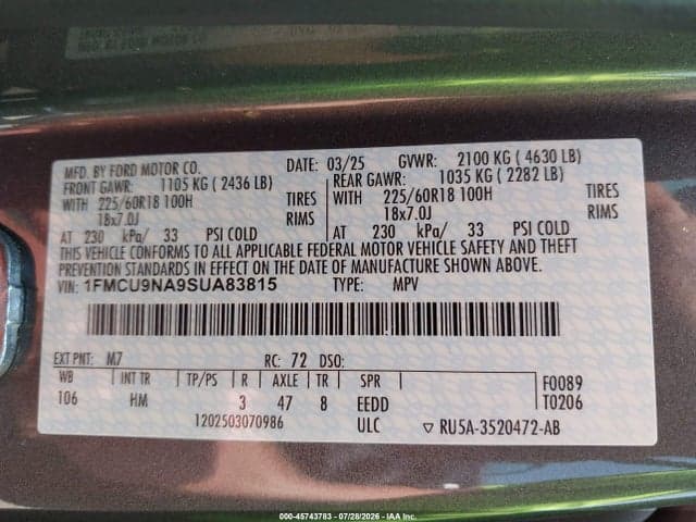 2025 FORD ESCAPE ST-LINE SELECT 9
