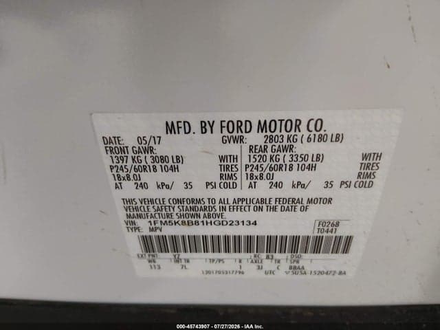 2017 FORD EXPLORER 9