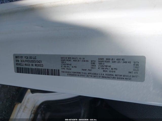 2025 RAM PROMASTER 2500 TRADESMAN HIGH ROOF 159 WB W/PASS SEAT 4