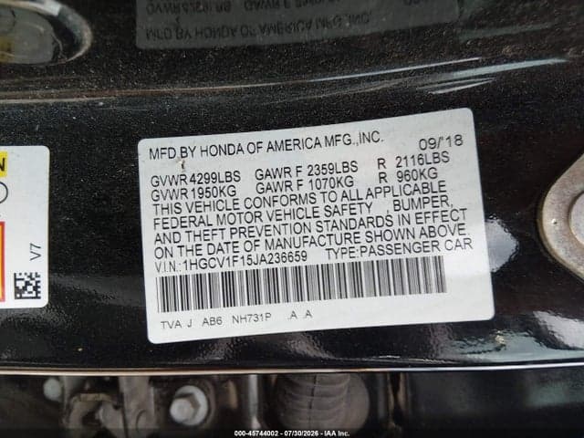 2018 HONDA ACCORD LX 9