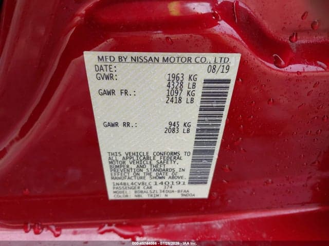 2020 NISSAN ALTIMA SR FWD 9