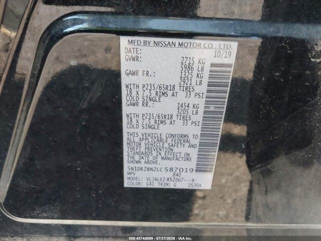 2020 NISSAN PATHFINDER SV 2WD 9