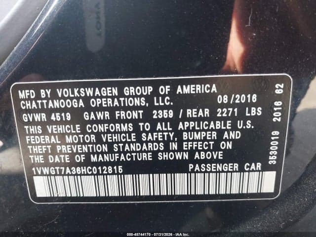 2017 VOLKSWAGEN PASSAT 1.8T SE 9