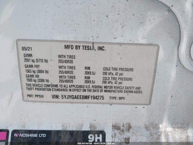 2021 TESLA MODEL Y LONG RANGE DUAL MOTOR ALL-WHEEL DRIVE 9