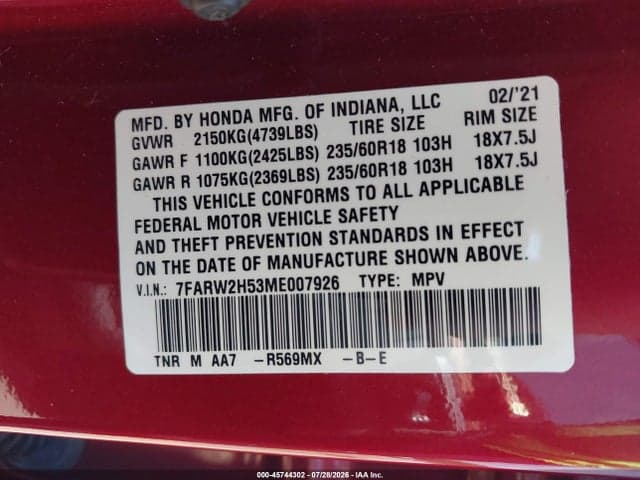 2021 HONDA CR-V AWD EX 9