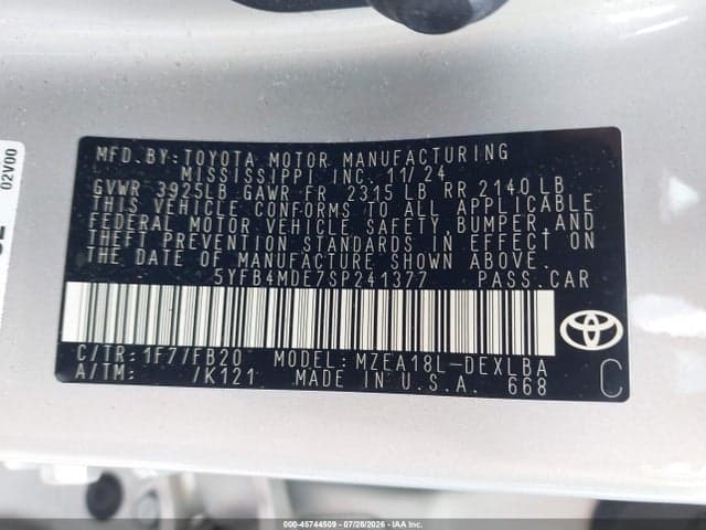 2025 TOYOTA COROLLA LE 9