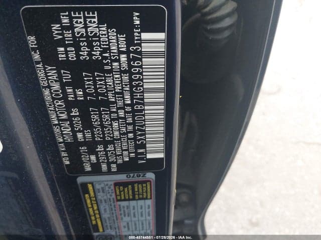 2017 HYUNDAI SANTA FE SPORT 2.4L 9