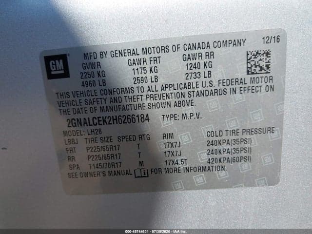 2017 CHEVROLET EQUINOX LT 9