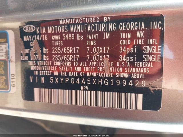 2017 KIA SORENTO 3.3L LX 9