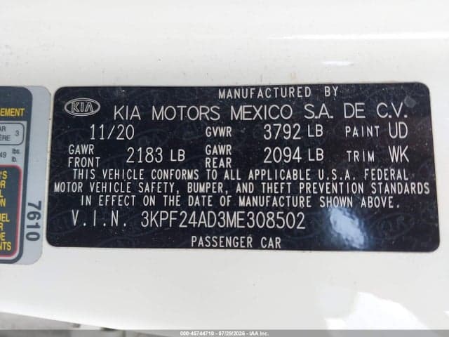 2021 KIA FORTE LXS 9