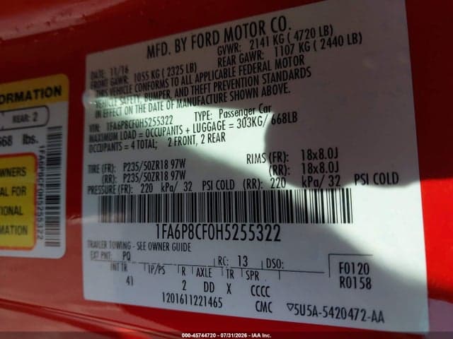 2017 FORD MUSTANG GT PREMIUM 9