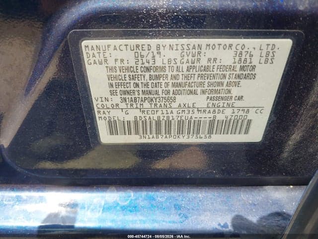 2019 NISSAN SENTRA S 9