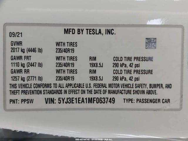 2021 TESLA MODEL 3 STANDARD RANGE PLUS REAR-WHEEL DRIVE 9
