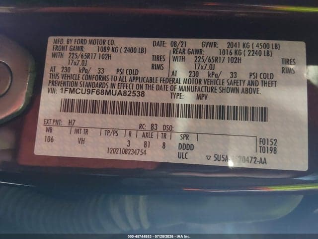 2021 FORD ESCAPE S 9