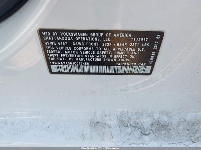 2018 VOLKSWAGEN PASSAT 2.0T R-LINE/2.0T S 9