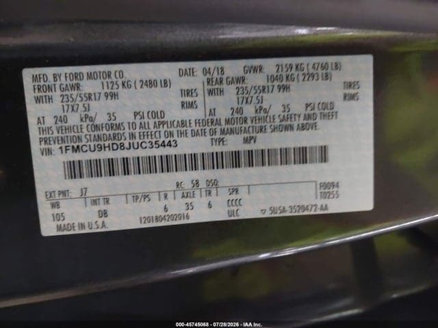 2018 FORD ESCAPE SEL 9