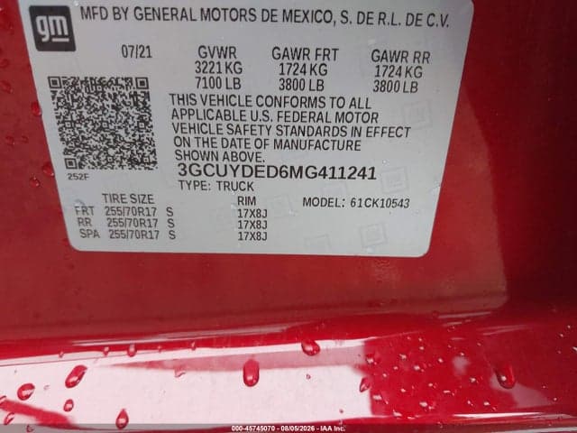 2021 CHEVROLET SILVERADO 1500 4WD SHORT BED LT 9