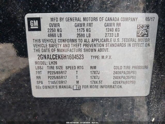 2017 CHEVROLET EQUINOX LT 9
