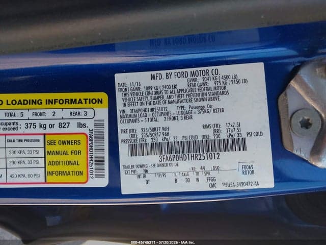 2017 FORD FUSION SE 9