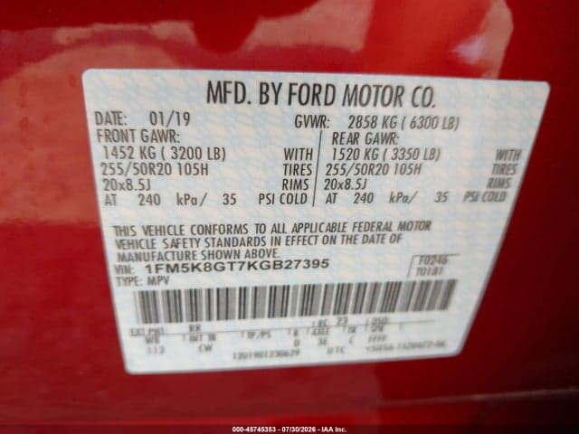 2019 FORD EXPLORER SPORT 9