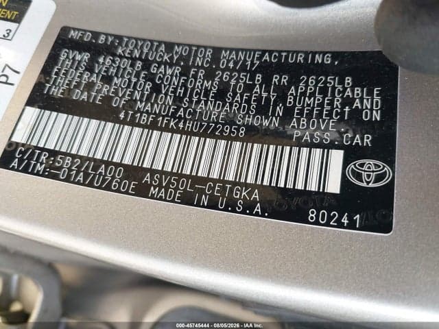 2017 TOYOTA CAMRY XLE 9