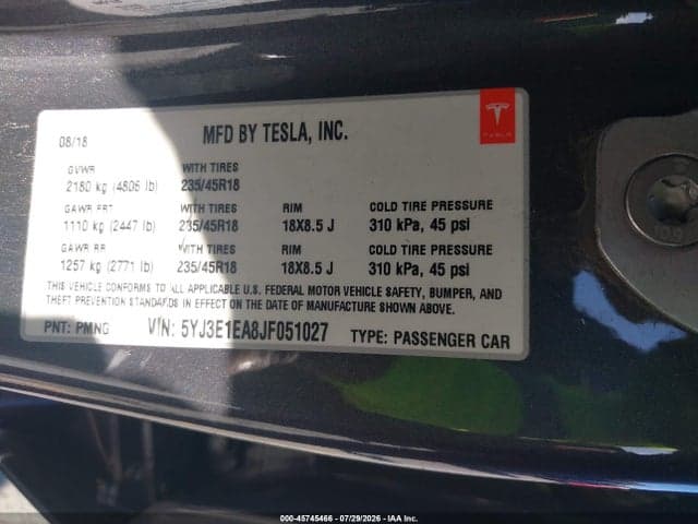 2018 TESLA MODEL 3 9