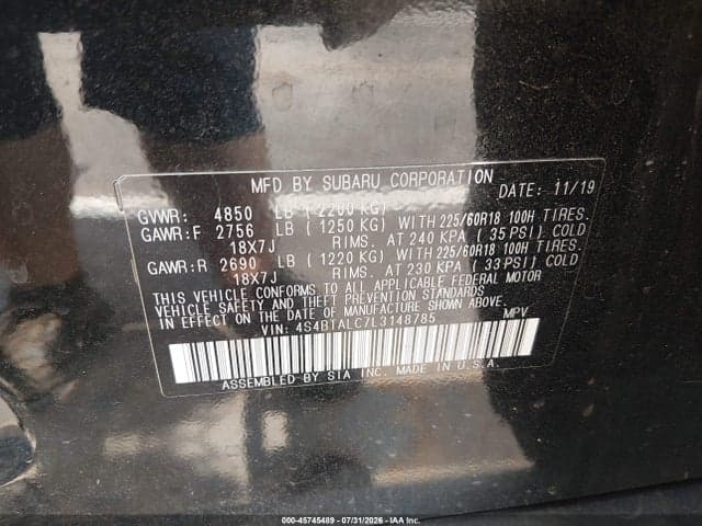 2020 SUBARU OUTBACK LIMITED 9
