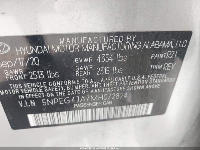 2021 HYUNDAI SONATA SE 9