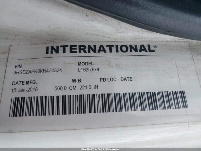 2019 INTERNATIONAL LT 8