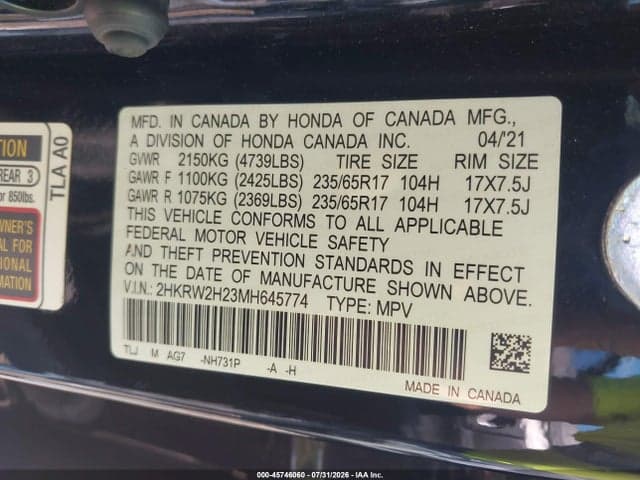 2021 HONDA CR-V AWD LX 9