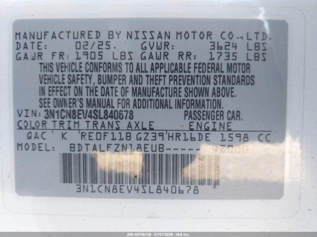 2025 NISSAN VERSA 1.6 SV 9