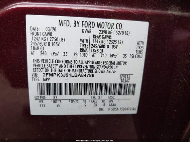 2020 FORD EDGE SEL 9