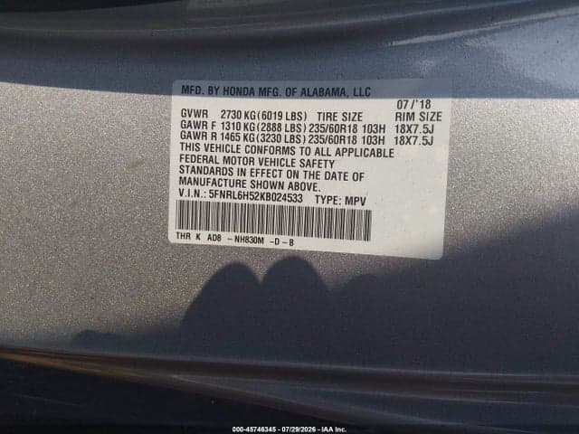 2019 HONDA ODYSSEY EX 9