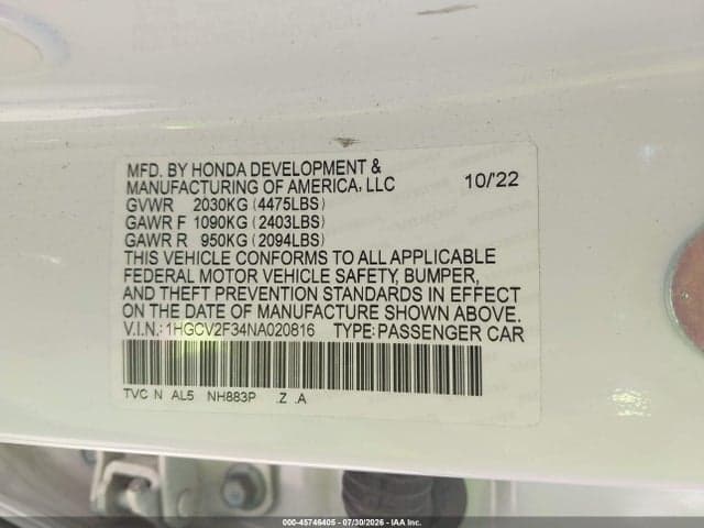 2022 HONDA ACCORD SPORT 2.0T 9