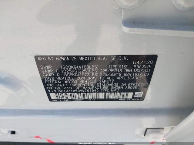 2027 HONDA HR-V SPORT 2WD 9