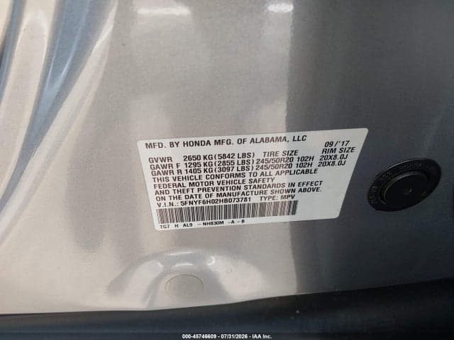 2017 HONDA PILOT ELITE 9