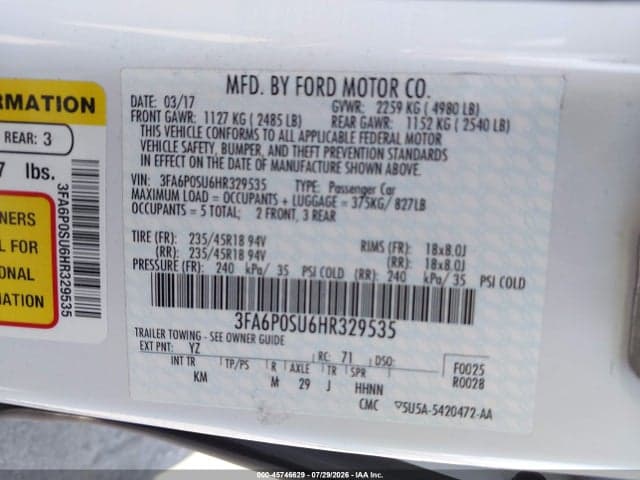 2017 FORD FUSION ENERGI TITANIUM 9
