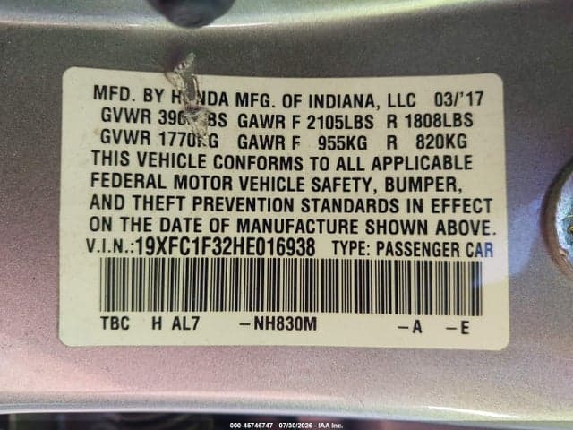 2017 HONDA CIVIC EX-T 9