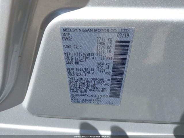 2019 NISSAN PATHFINDER SL 9