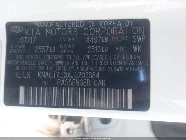 2018 KIA OPTIMA LX 9
