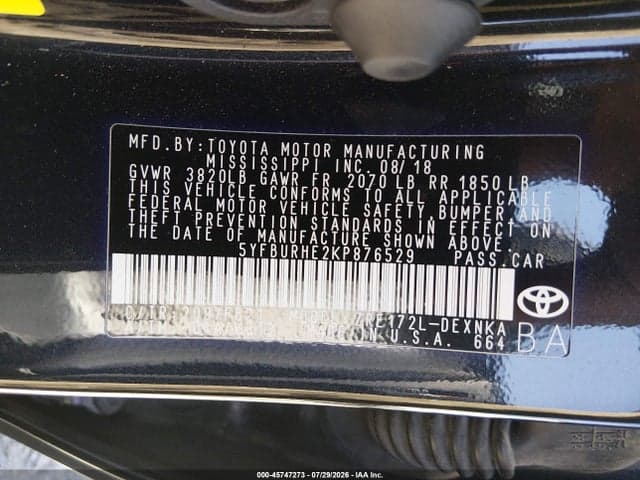 2019 TOYOTA COROLLA LE 9